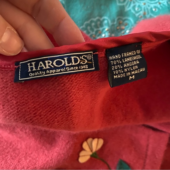 90s Vintage Harold’s Wool Flower Patch Cardigan - Picture 5 of 7
